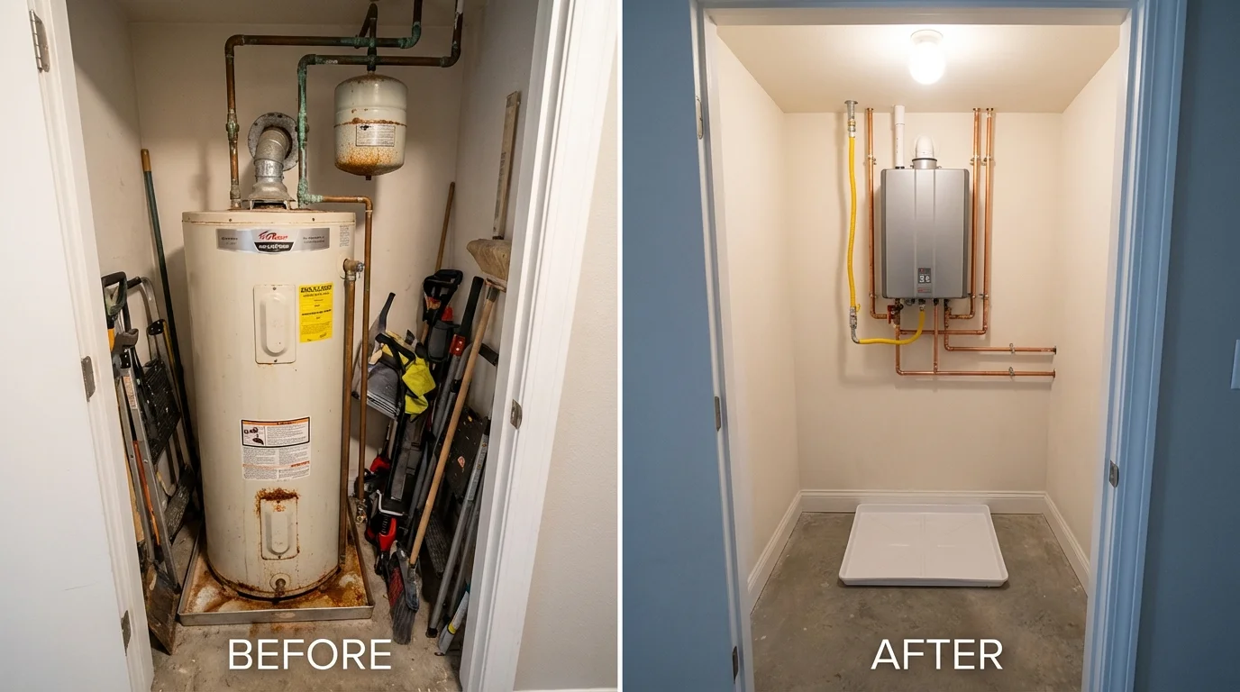 Tank water heater versus wall-mounted tankless unit comparison for Oakland, TN homeowners